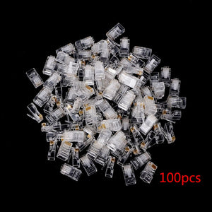 Gold plated RJ45 Net Network Modular Plug Cat5 CAT5e Connector 8P8C utp Unshielded Modular Rj45 Plug NEW 25/100/ 200/500 PCS - Gadgets TIC