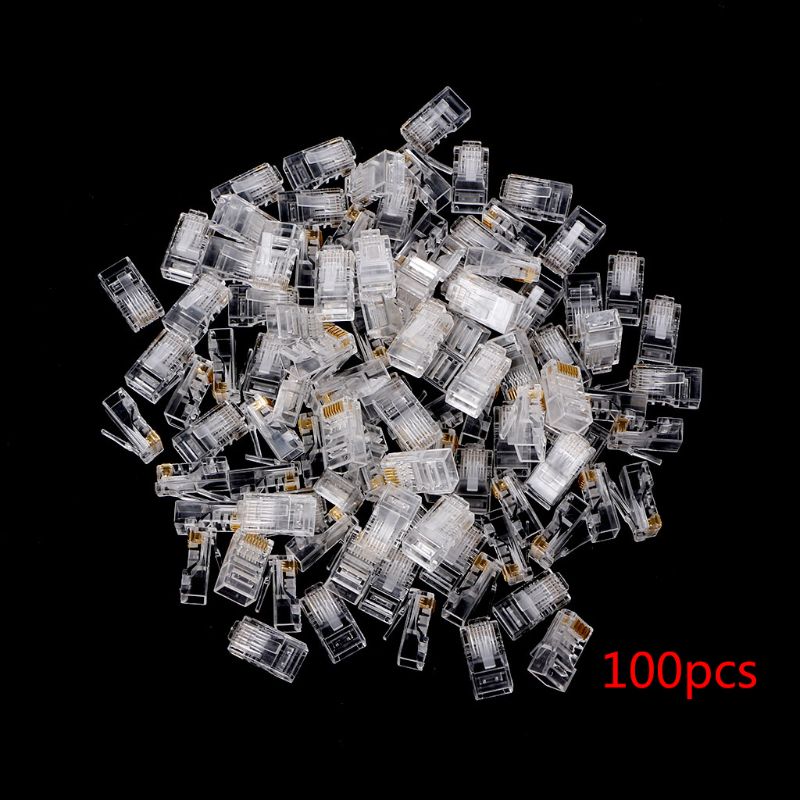 Gold plated RJ45 Net Network Modular Plug Cat5 CAT5e Connector 8P8C utp Unshielded Modular Rj45 Plug NEW 25/100/ 200/500 PCS - Gadgets TIC