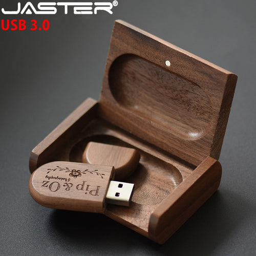JASTER USB 3.0 High speed LOGO wooden+Box Personal LOGO customer pendrive 8GB 16GB 32GB 64GB usb Flash Drive pen drive U disk - Gadgets TIC