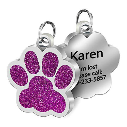 Custom Dog Tag Engraved Pet Dog Collar Accessories Personalized Cat Puppy ID Tag Stainless Steel Paw Name Tag Anti-lost Pendant - Gadgets TIC