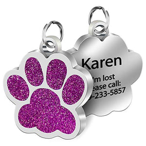 Custom Dog Tag Engraved Pet Dog Collar Accessories Personalized Cat Puppy ID Tag Stainless Steel Paw Name Tag Anti-lost Pendant - Gadgets TIC