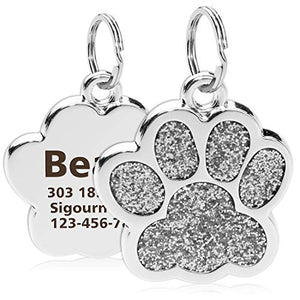 Custom Dog Tag Engraved Pet Dog Collar Accessories Personalized Cat Puppy ID Tag Stainless Steel Paw Name Tag Anti-lost Pendant - Gadgets TIC