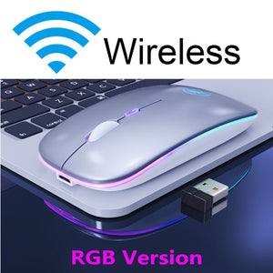 Wireless Mouse RGB Bluetooth Computer Mouse Silent Rechargeable Ergonomic Mause With LED Backlit USB Optical Mice For PC Laptop - Gadgets TIC