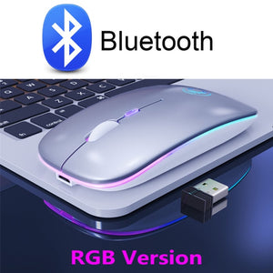 Wireless Mouse RGB Bluetooth Computer Mouse Silent Rechargeable Ergonomic Mause With LED Backlit USB Optical Mice For PC Laptop - Gadgets TIC