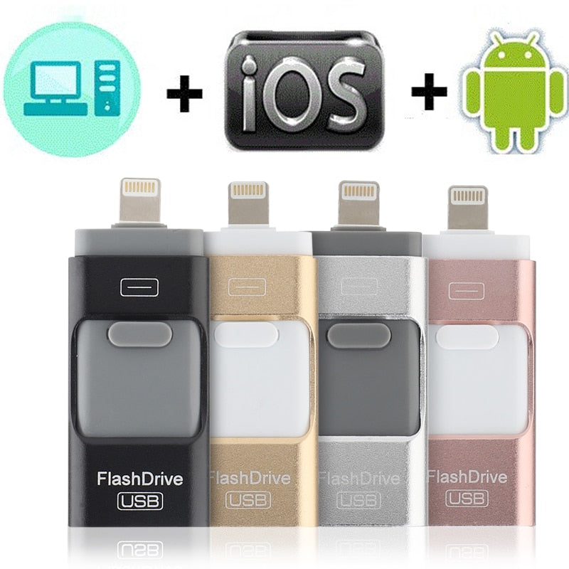 USB Flash Drive For iPhone X/8/7/7 Plus/6/6s/5/SE/ipad OTG Pen Drive HD Memory Stick 8GB 16GB 32GB 64GB 128GB Pendrive usb 3.0 - Gadgets TIC
