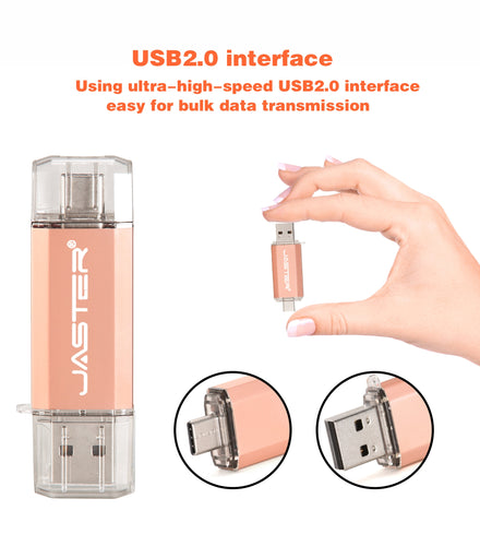Hotsale JASTER OTG USB Flash Drive Type C Pen Drive 512GB 256GB 128GB 64GB 32GB 16GB USB Stick 2.0 Pendrive for Type-C Device - Gadgets TIC