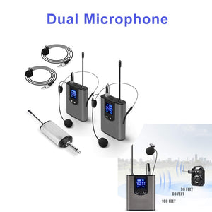 Wireless System With Dual Headset Mics/lavalier Mics Bodypack Transmitters - Gadgets TIC