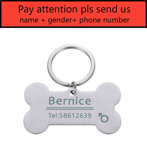 Personalized Pet ID Tag Keychain Engraved Pet ID Name for Cat Puppy Dog Collar Tag Pendant Keyring Bone Pet Accessories - Gadgets TIC