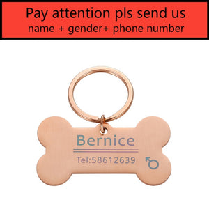 Personalized Pet ID Tag Keychain Engraved Pet ID Name for Cat Puppy Dog Collar Tag Pendant Keyring Bone Pet Accessories - Gadgets TIC